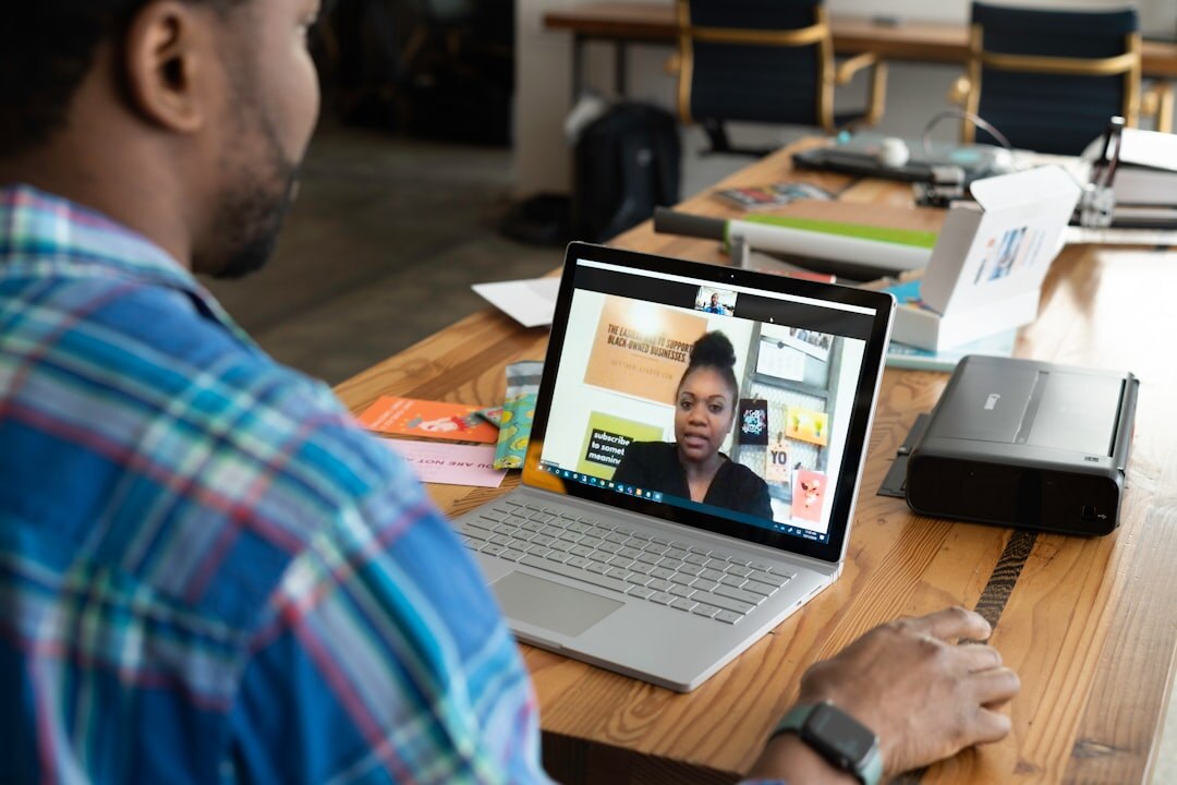 Two business professionals engaged in structured video conversation