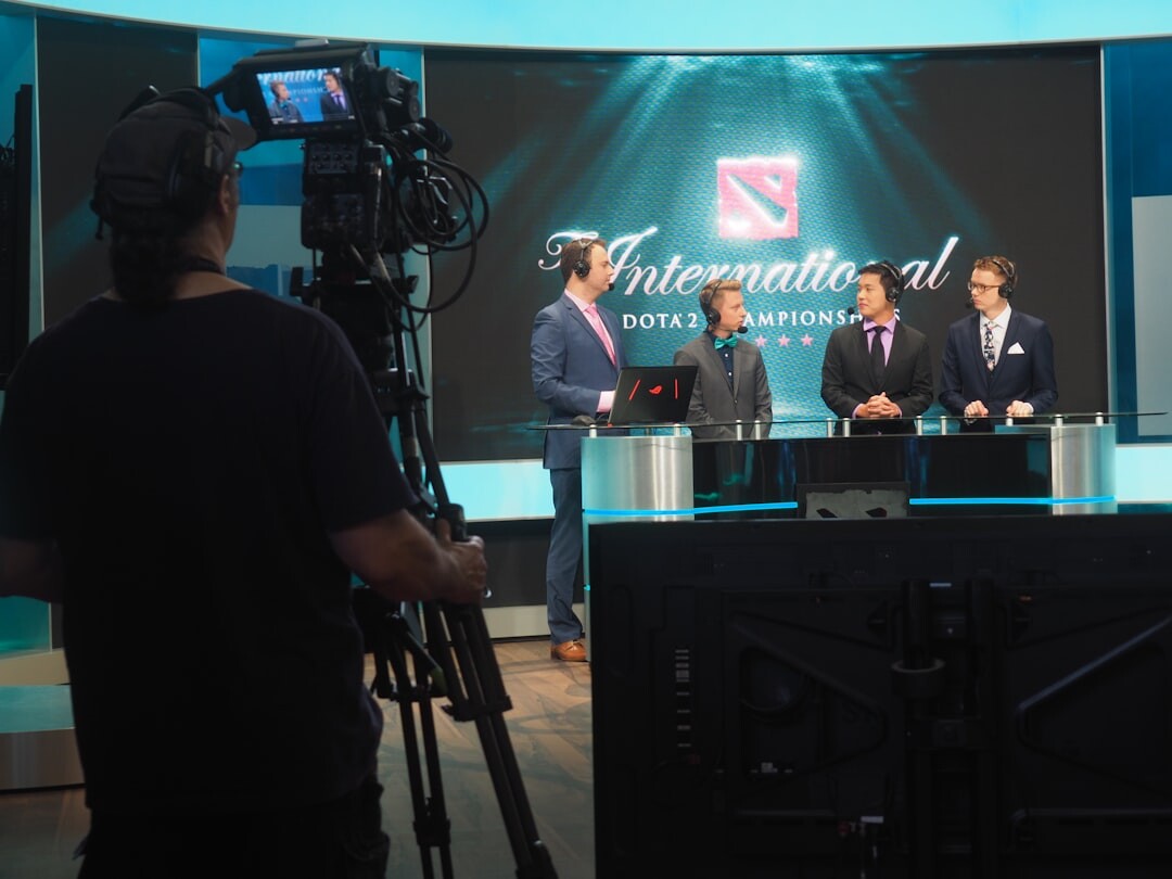 Corporate executive being professionally interviewed on camera in studio